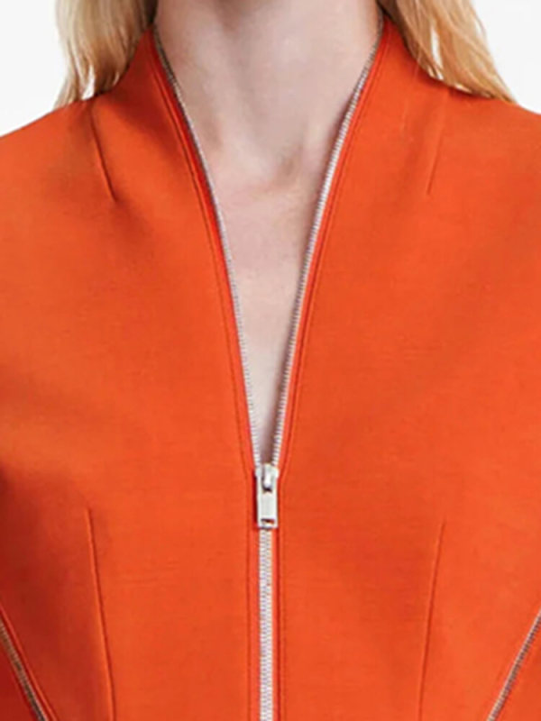 TWOTWINSTYLE Patchwork Zipper Blazers For Women Notched Collar Slim Irregular Fashion Clothing