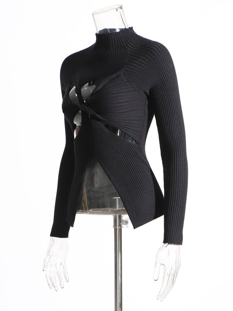 TWOTWINSTYLE Crisscross Hollow Out Knitting Sweaters For Women  Slimming Casual Chic Fashion Clothing