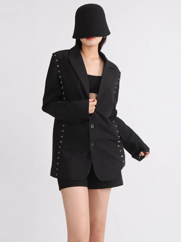 TWOTWINSTYLE Minimalist Irregular Blazers For Women Notched Collar Slim Autumn Blazer Fashion Clothing New