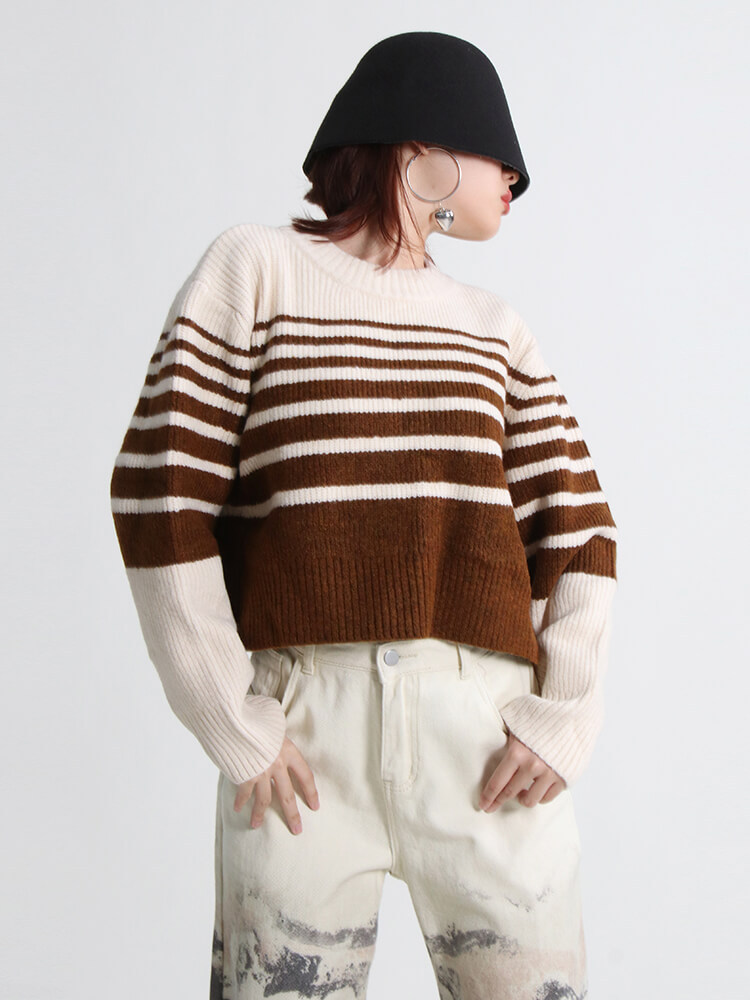 TWOTWINSTYLE Korean Fashion Y2k Sweater For Women Round Neck  Clothes New