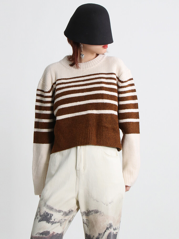 TWOTWINSTYLE Korean Fashion Y2k Sweater For Women Round Neck  Clothes New