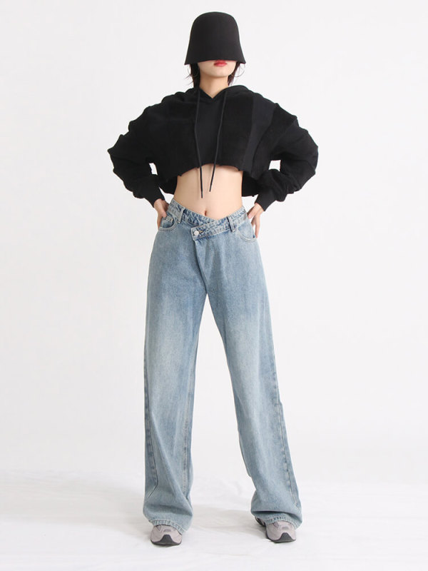 TWOTWINSTYLE Solid Minimalist Sweatshirts For Women Hooded Fashion Clothing 2023