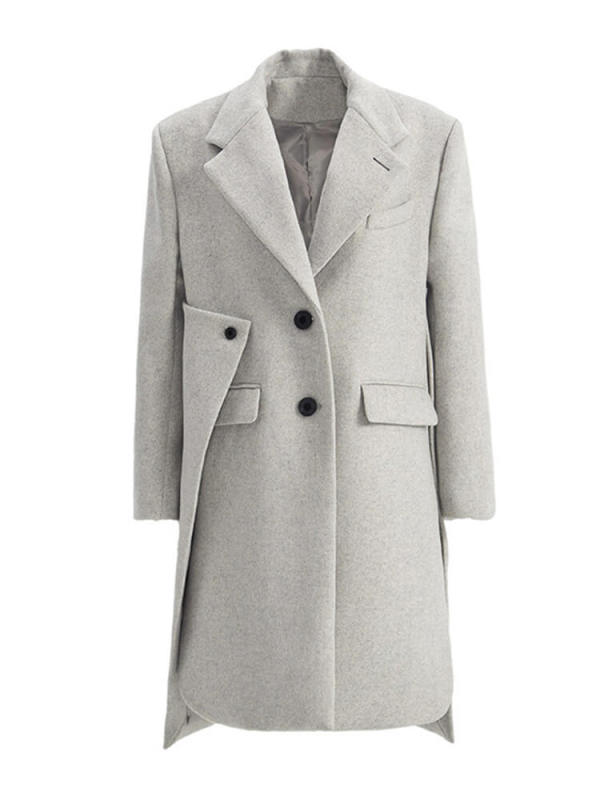 TWOTWINSTYLE Solid Winter Coats For Women Lapel Long Sleeves  Patchwork Pocket Fashion Clothing