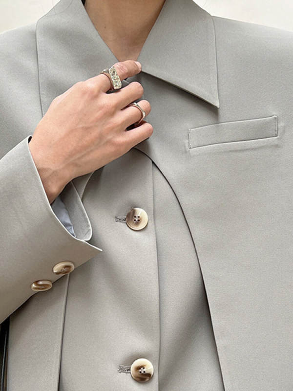 TWOTWINSTYLE Spliced Pocket Solid Minimalist Loose Trench For Women Button Windbreaker Clothing