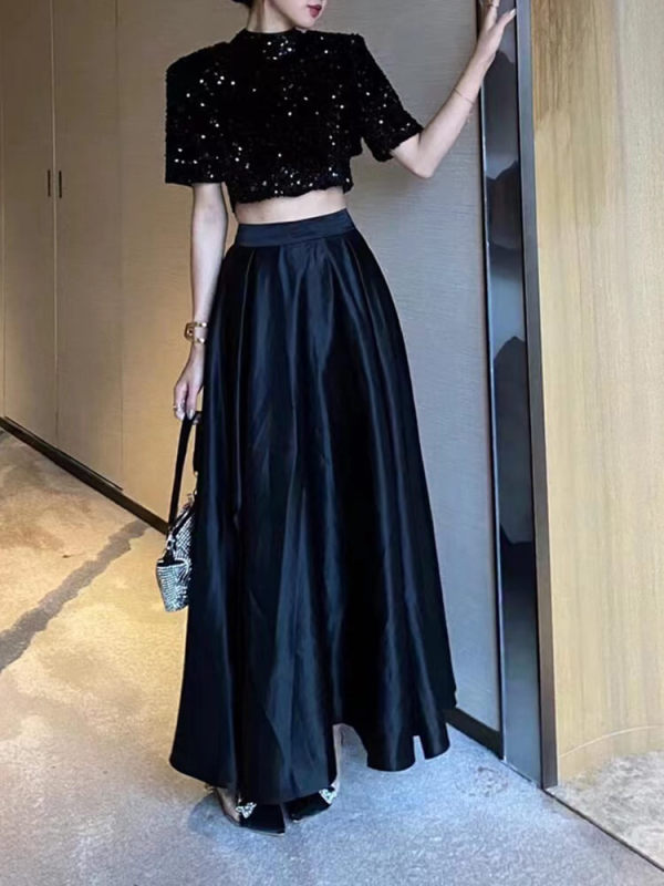 TWOTWINSTYLE Elegant Two Piece Sets For Women Stand Collar Spliced Fashion Clothing