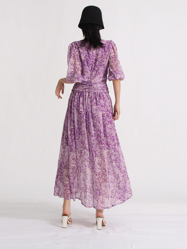 TWOTWINSTYLE Printing Maxi Dresses For Women  V Neck Half Sleeve Clothing New