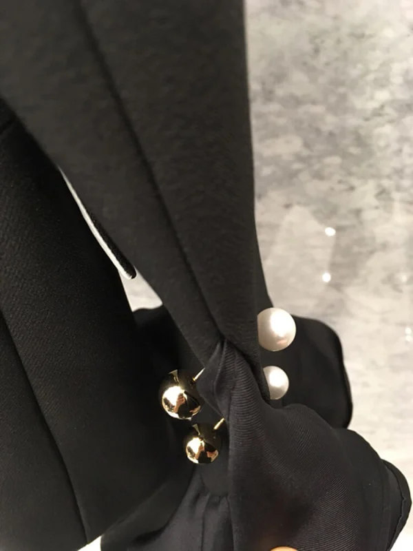 TWOTWINSTYLE Womens Blazer Ruffles Trim  Notched Collar Long Sleeve  Spliced Belt Clothing