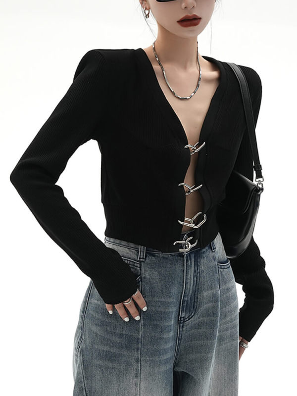 TWOTWINSTYLE Solid Casual Minimalist Blouses For Women V Neck Long Sleeve Slimming Fashion Clothing