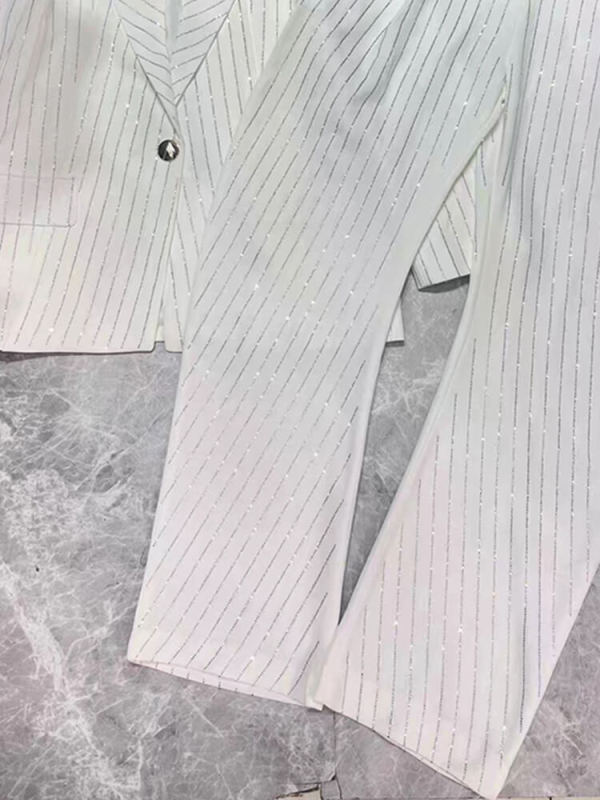 TWOTWINSTYLE Striped Two Piece Sets For Women Notched Collar Long Sleeve Fashion News