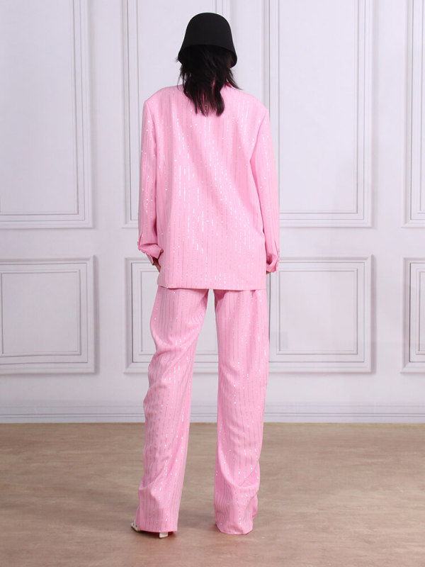 TWOTWINSTYLE Striped Two Piece Sets For Women Notched Collar Long Sleeve Fashion News