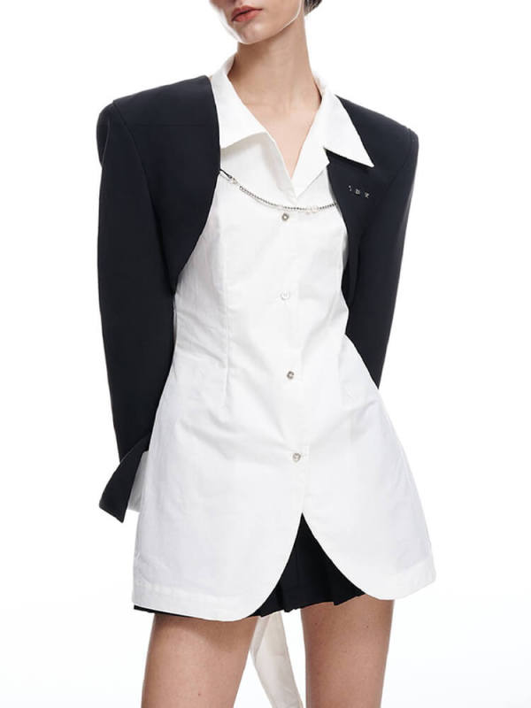 TWOTWINSTYLE Casual Two Piece Sets For Women Lapel Sleeveless Shirt V Neck Long Sleeve Fashion Clothing