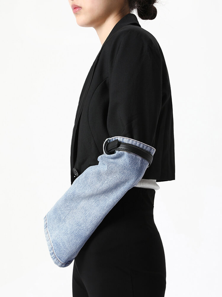 TWOTWINSTYLE Denim Patchwork  Coats For Women Long Sleeve Spliced  Fashion Clothing New