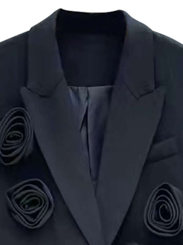 TWOTWINSTYLE Solid Spliced Floral Blazers For Women Notched Collar Long Sleeve Buttons Fashion CLothing