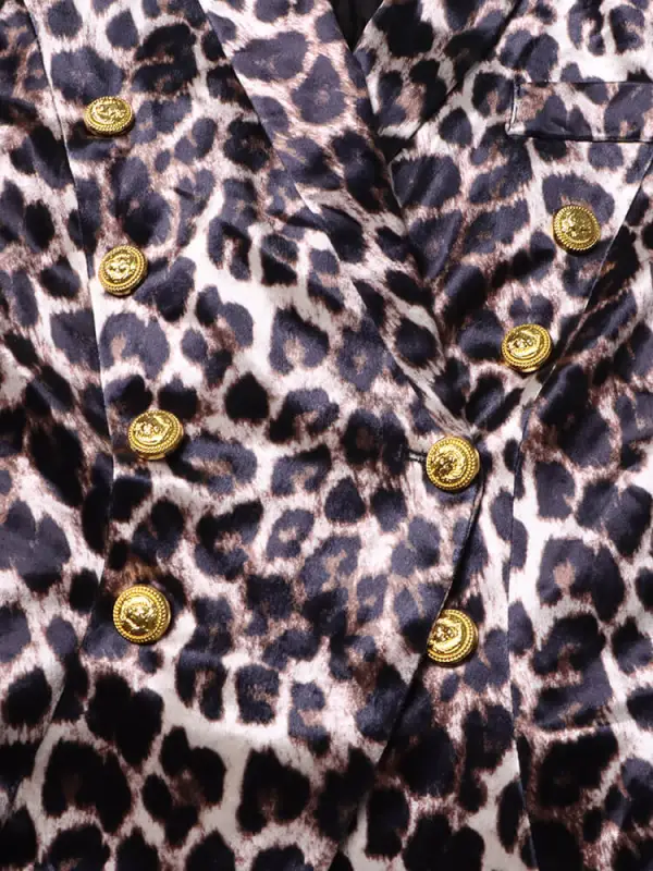 TWOTWINSTYLE Colorblock Leopard Print Casual Blazers For Women Notched Collar Fashion Clothing