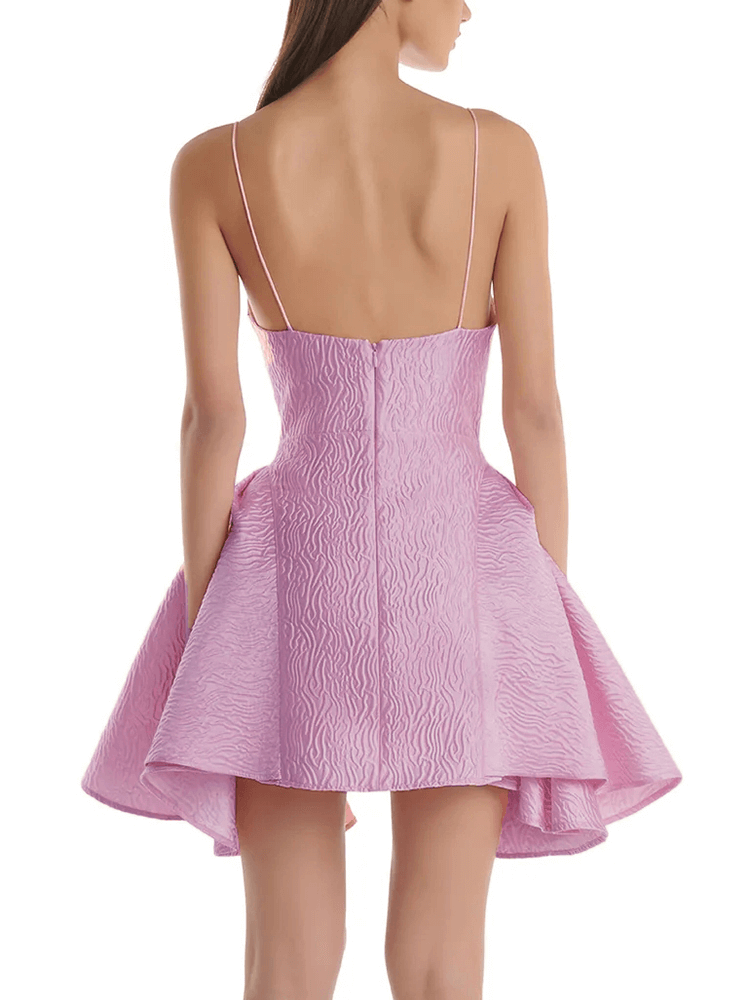 TWOTWINSTYLE  Spliced Ruffles  Mini Dresses For Women Square Collar Sleeveless Slimming  Fashion Style