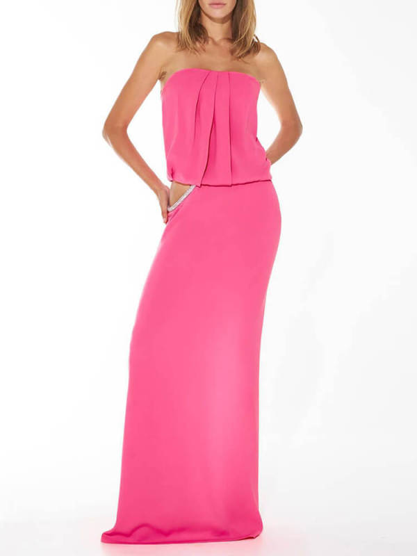 TWOTWINSTYLE Spliced Diamonds Hollow Out Dresses For Women Strapless Sleeveless  Split Slimming  Clothing New