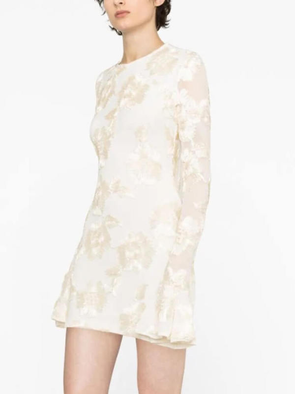 TWOTWINSTYLE Dresses For Women Round Neck Flare Sleeve High Waist Backless Fashion Clothing