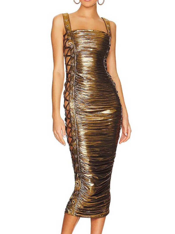 TWOTWINSTYLE  Hollow Out Binding Slimming Sexy Dresses For Women Sleeveless Fashion Clothing