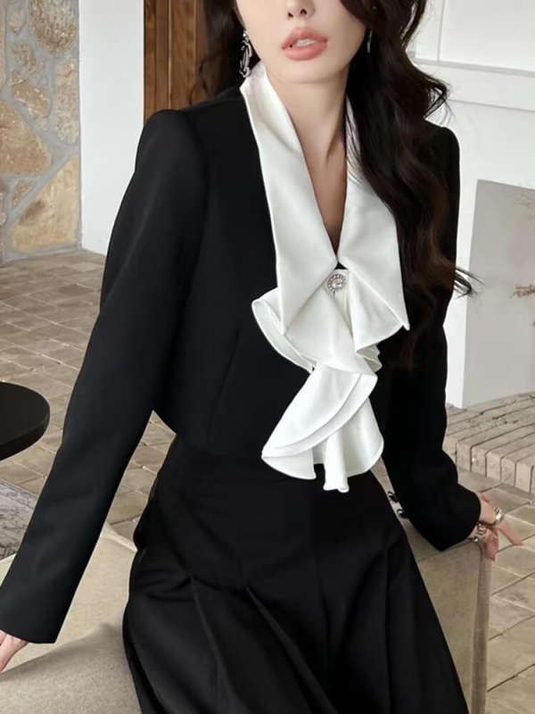 TWOTWINSTYLE Blazers For Women  Long Sleeve Patchwork Single Breasted Blazer Female Fashion Clothing 2023