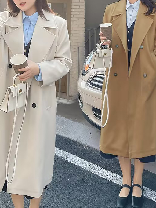 TWOTWINSTYLE Trench Coat  For Women Long Sleeve High Waist Patchwork Button Trench Clothing  New