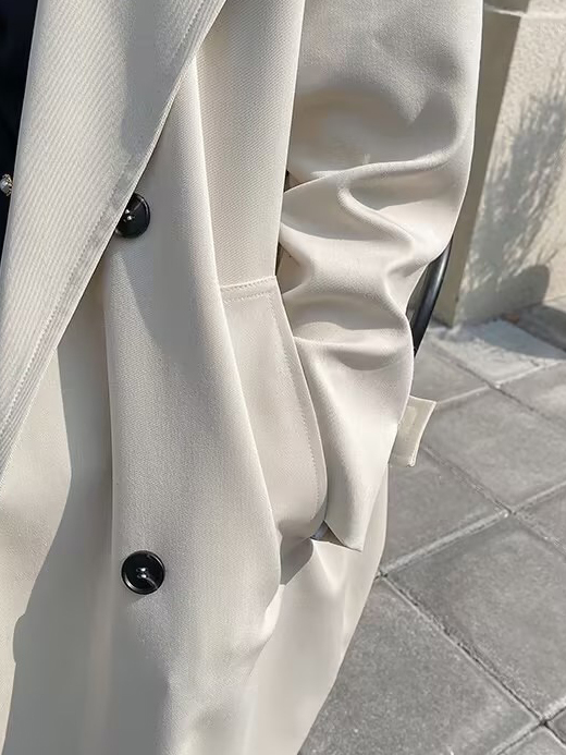 TWOTWINSTYLE Trench Coat  For Women Long Sleeve High Waist Patchwork Button Trench Clothing  New