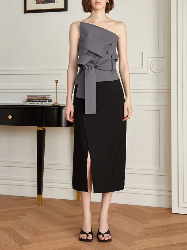TWOTWINSTYLE Split Slimming Elegant Skirts For Women High Waist  Fashion Clothing 2023
