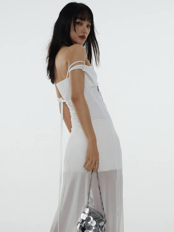 TWOTWINSTYLE Printing Dresses For Women Round Neck Sleeveless Mesh Fashion Clothing