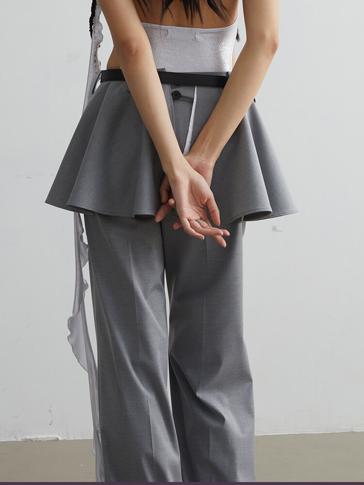 TWOTWINSTYLE  Two Piece Sets For Women Strapless Sleeveless Spliced Belt Fashion Clothing