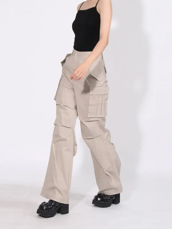TWOTWINSTYLE  Loose  Cargo Pants For Women High Waist Patchwork Pockets  Chic  Autumn Clothing New