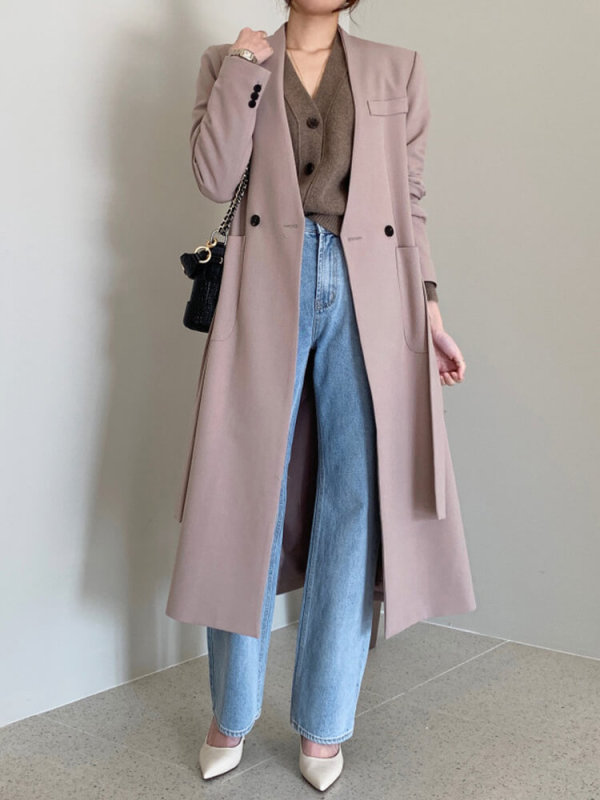 TWOTWINSTYLE Button Casual Blazers For Women V Neck Long Sleeve High Waist Spliced Pockets Fashion Clothing