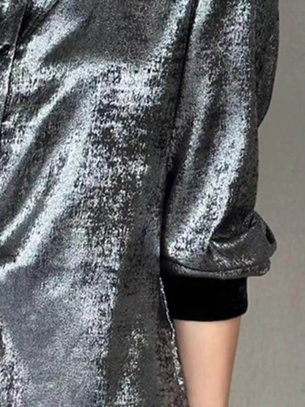 TWOTWINSTYLE Patchwork Single Breasted Loose Shirts For Women Lapel Long Sleeve Fashion Clothing
