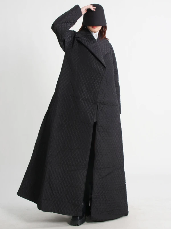 TWOTWINSTYLE Korean Casual Solid Thick Coat For Women Lapel Long Sleeve Down Fashion Clothing