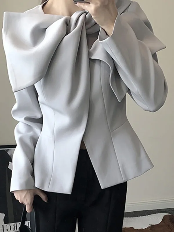 TWOTWINSTYLE  Coats For Women Butterfly Collar Long Sleeve Tunic Spliced Folds  Fashion  Women Clothing New