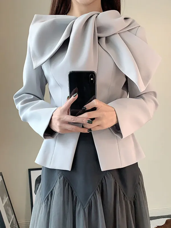 TWOTWINSTYLE  Coats For Women Butterfly Collar Long Sleeve Tunic Spliced Folds  Fashion  Women Clothing New