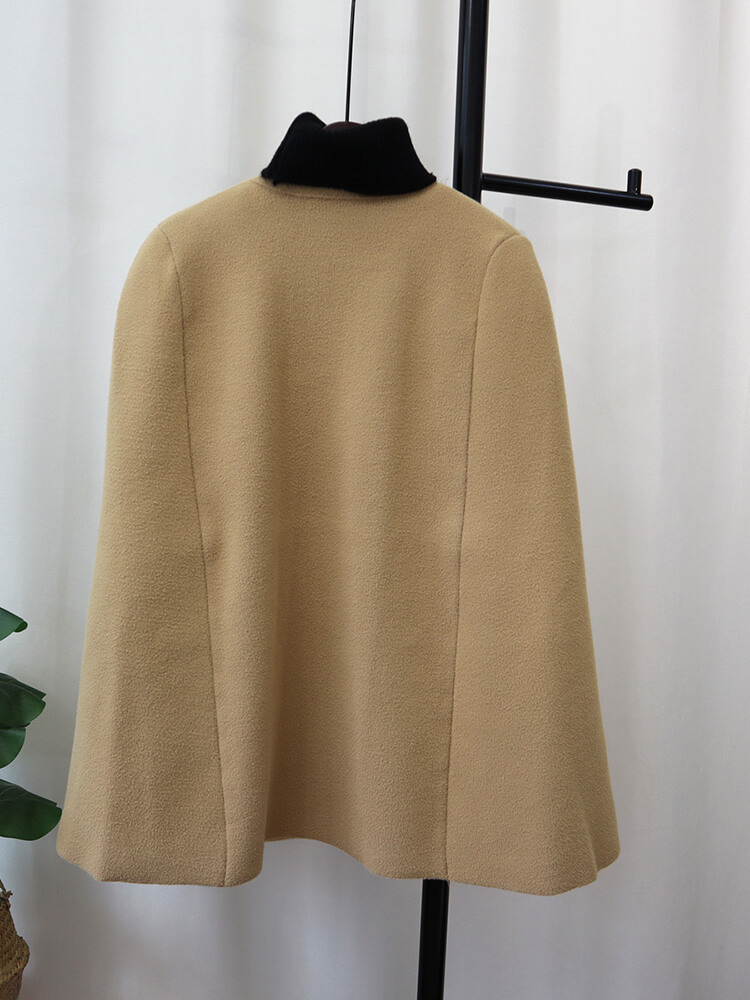 TWOTWINSTYLE Two Piece Sets For Women Round Neck Cape Sleeve Spliced Double Breasted Coat Fashion Clothing