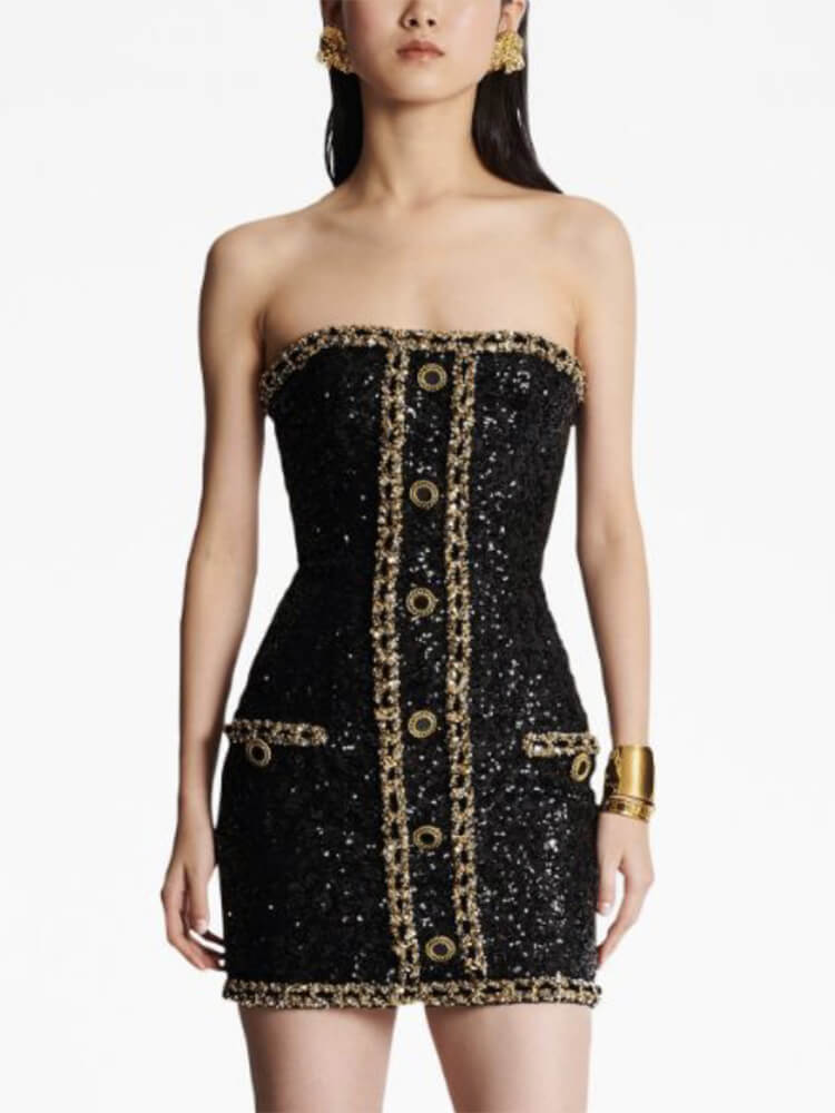 TWOTWINSTYLE  Slimming Mini Sexy Dresses For Women Strapless Sleeveless High Waist Bodycon Fashion Clothing