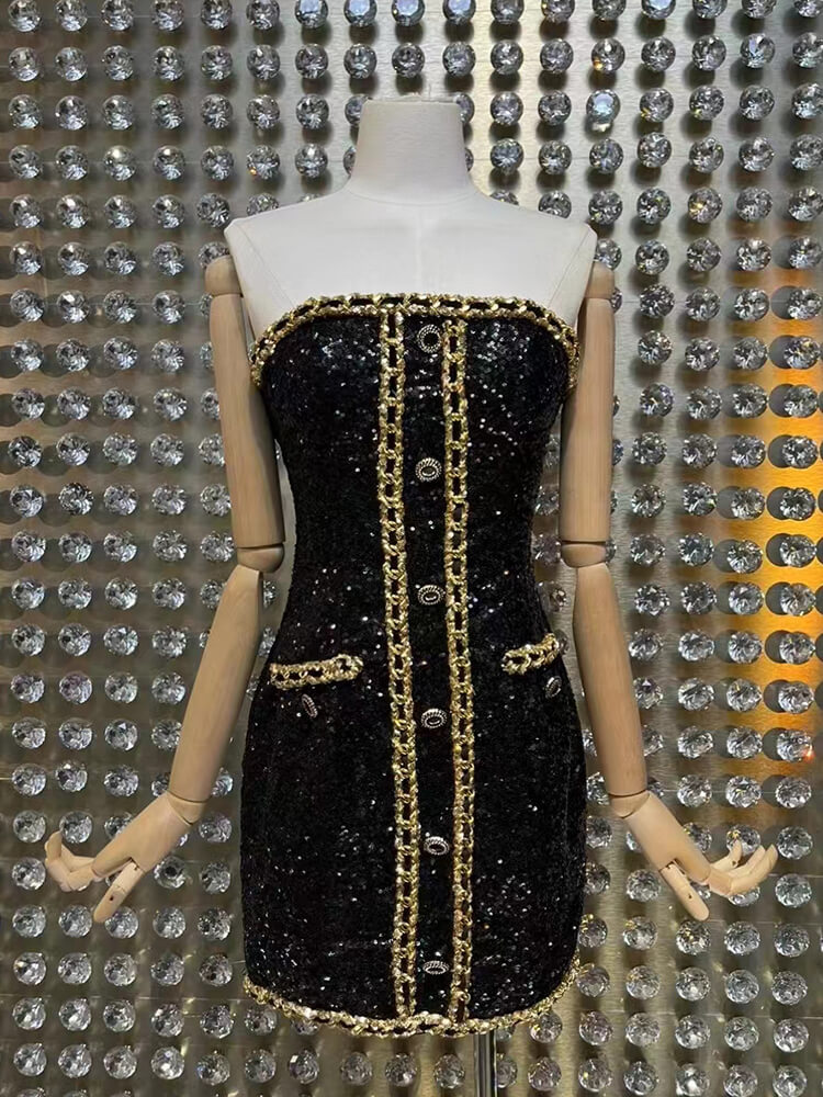 TWOTWINSTYLE  Slimming Mini Sexy Dresses For Women Strapless Sleeveless High Waist Bodycon Fashion Clothing