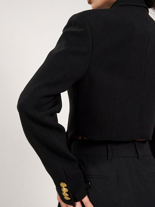 TWOTWINSTYLE Slimming Casual Blazers For Women Notched Collar Long Sleeve Spliced Double Breasted Fashion Clothing