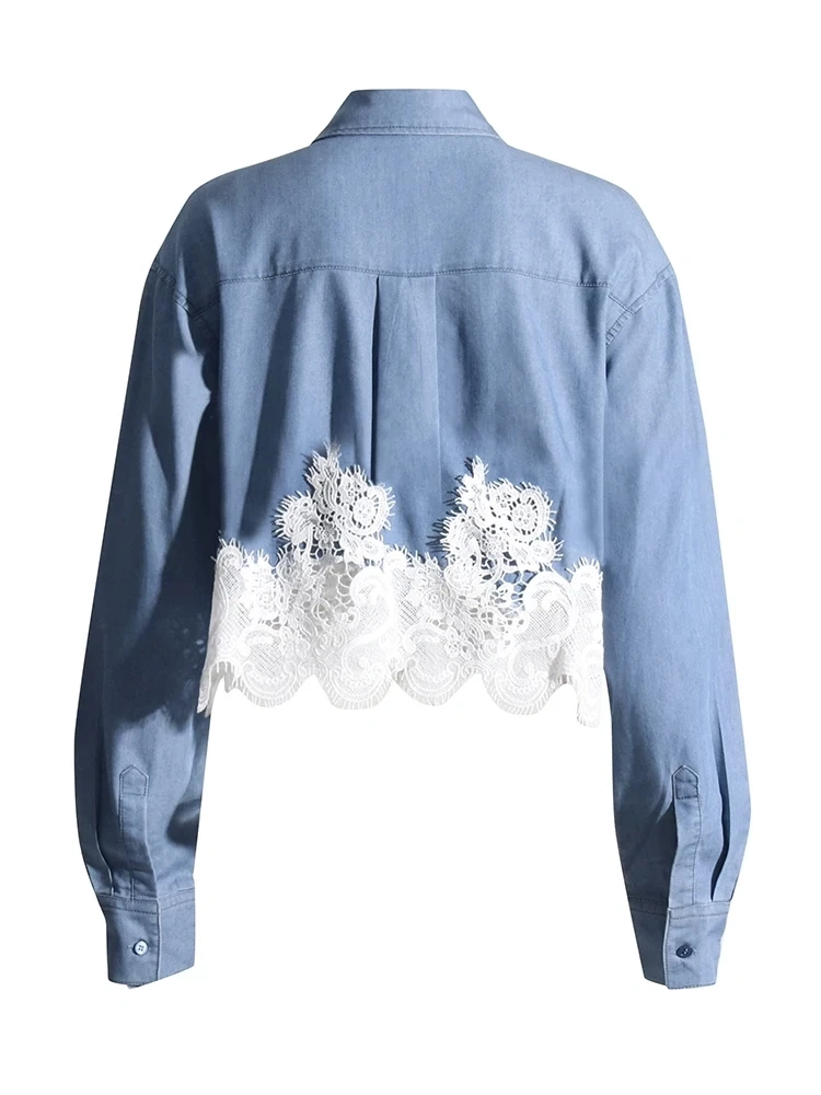 Lace Chic Denim  Women Shirts