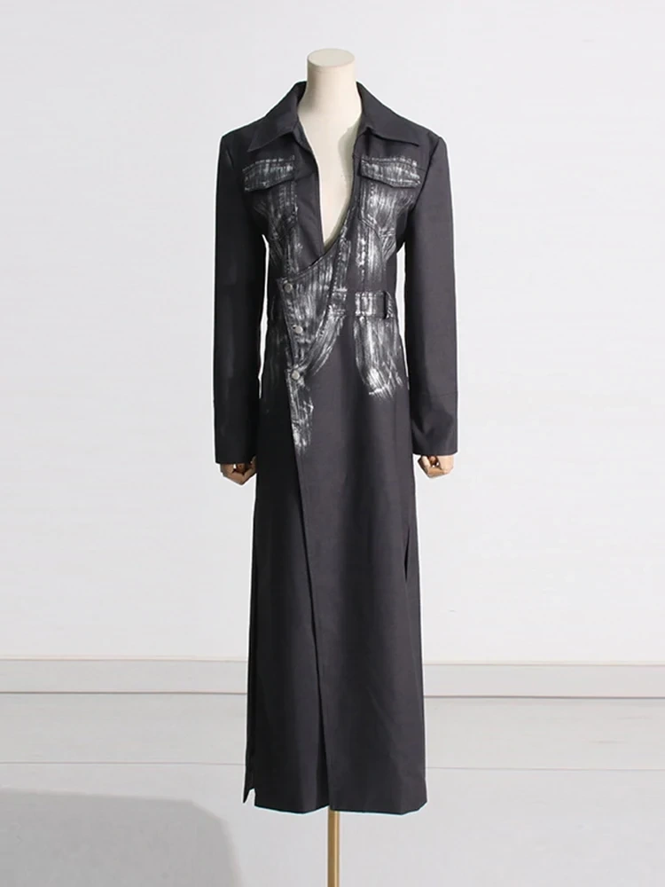 TWOTWINSTYLE   Spliced Sequined Blazers For Women Notched Collar Long Sleeve Fashion Clothing