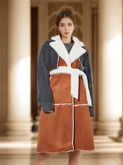 TWOTWINSTYLE Winter Thick Colorblock Loose Straight Coats