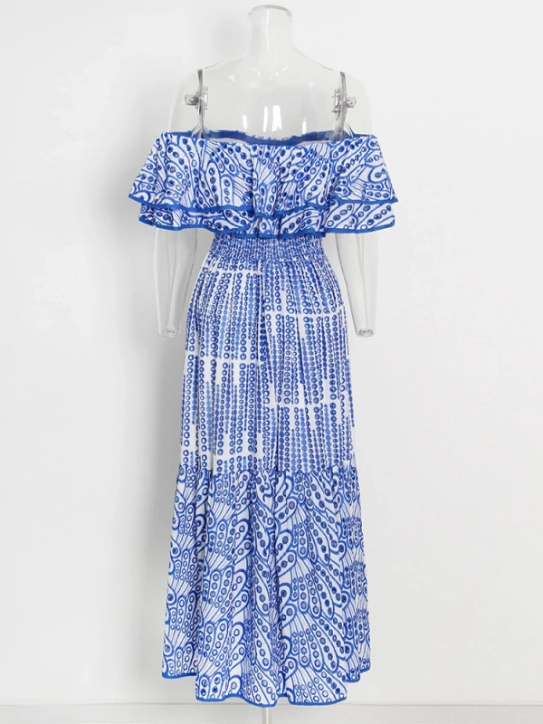 TWOTWINSTYLE Embroidery Elegant Dress For Women Slash Neck Short Sleeve High Waist Cut Out Midi Dresses Female Summer Clothing
