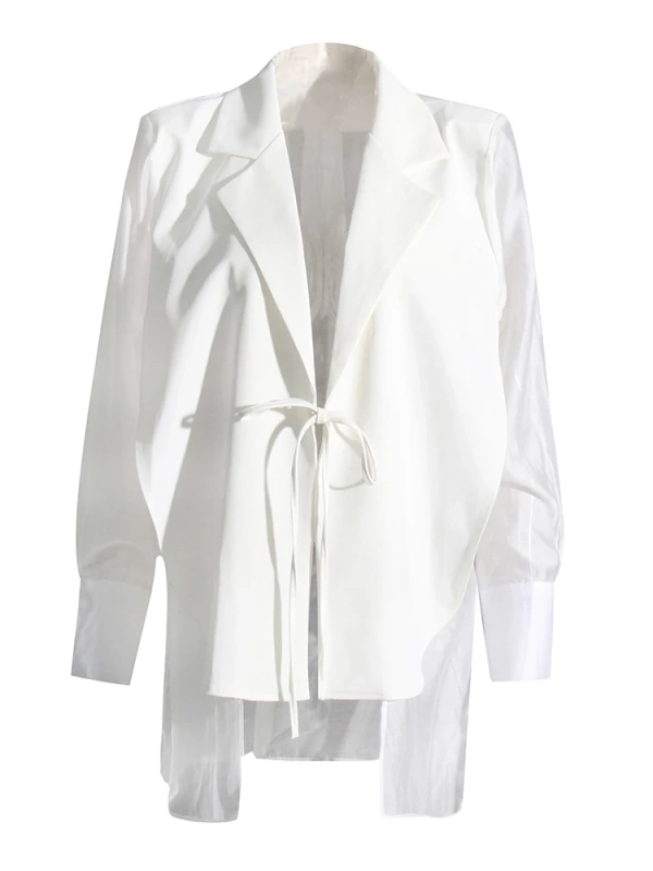 TWOTWINSTYLE Womens Coat Notched Collar Long Sleeve Split Irregular Blazers Clothing Fashion Style