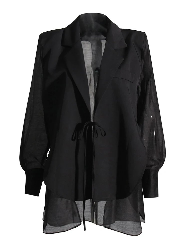 TWOTWINSTYLE Womens Coat Notched Collar Long Sleeve Split Irregular Blazers Clothing Fashion Style