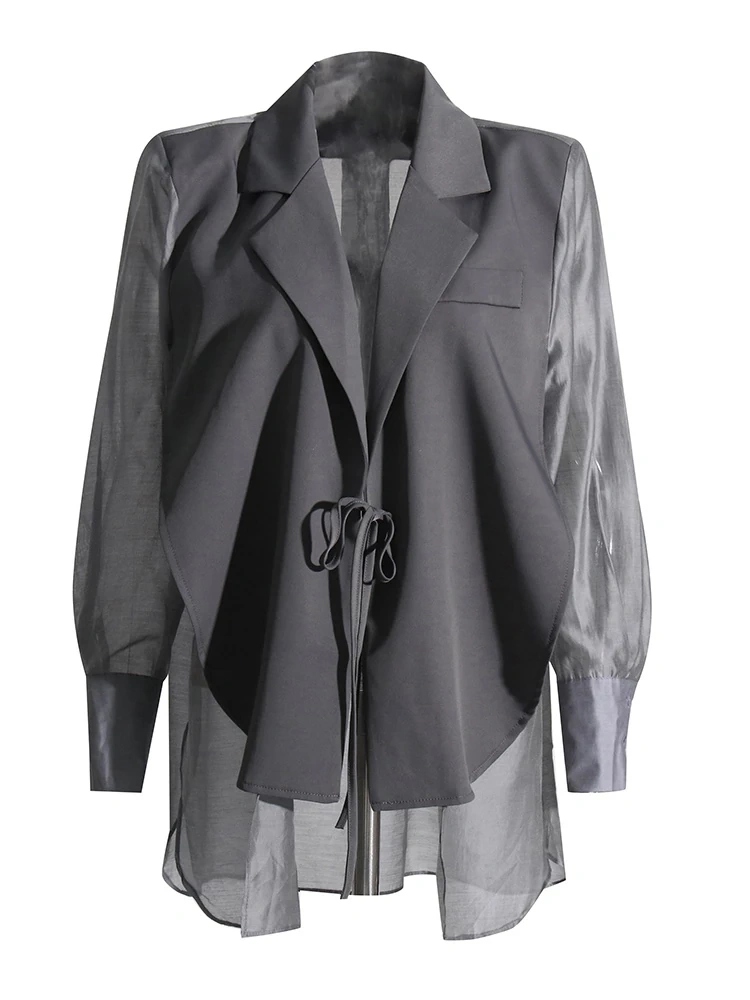 TWOTWINSTYLE Womens Coat Notched Collar Long Sleeve Split Irregular Blazers Clothing Fashion Style