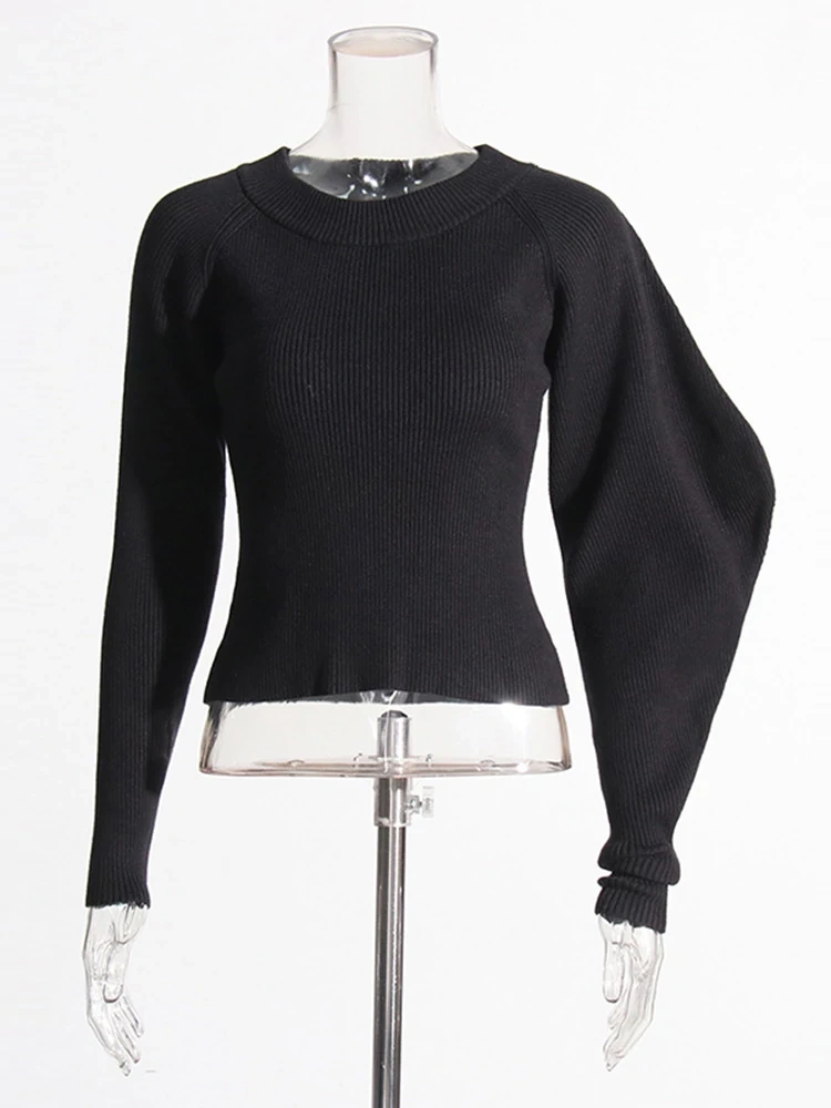 TWOTWINSTYLE Knit Sweaters For Women  Lantern Sleeve Slimming Fashion  Clothing Style New