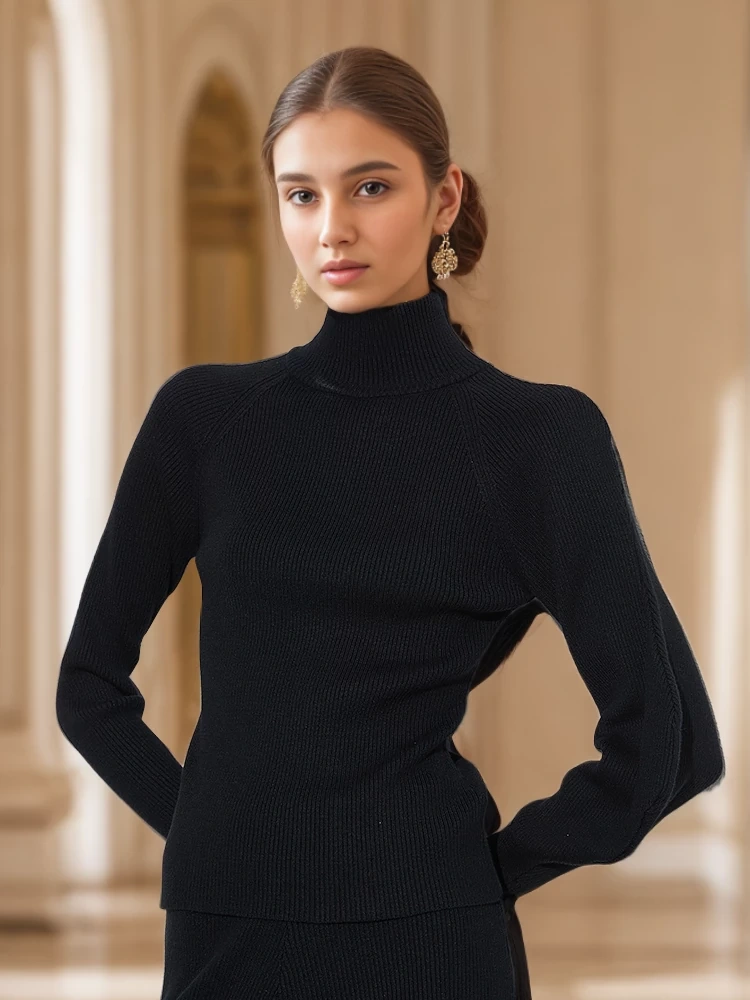 TWOTWINSTYLE Knit Sweaters For Women  Lantern Sleeve Slimming Fashion  Clothing Style New