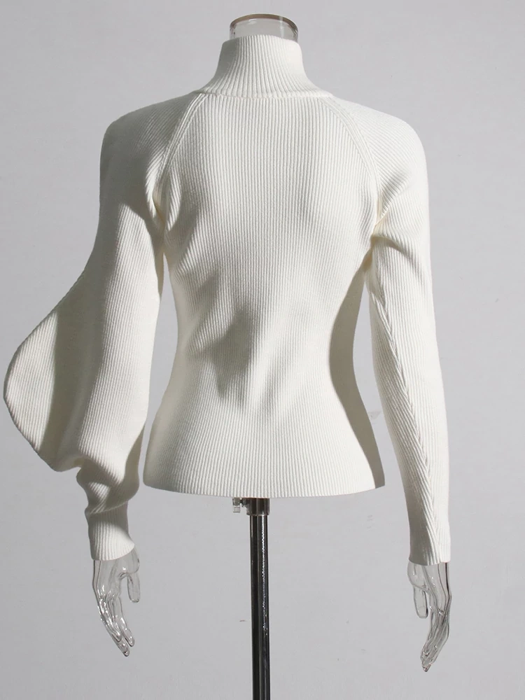 TWOTWINSTYLE Knit Sweaters For Women  Lantern Sleeve Slimming Fashion  Clothing Style New