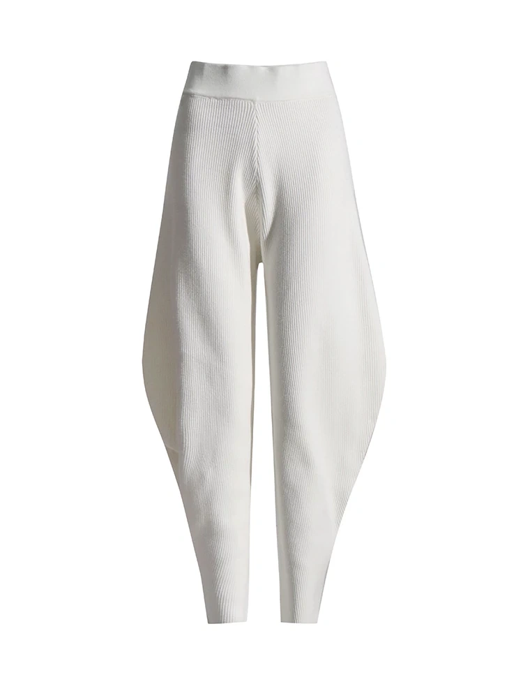 TWOTWINSTYLE Solid Knitting Minimalist Pants For Women Latern Trousers Fashion Clothing