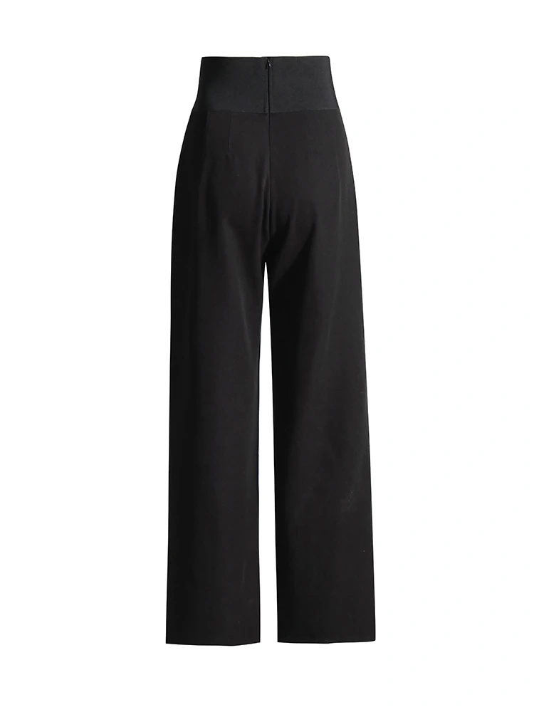 TWOTWINSTYLE  Minimalist Patchwork Belt Pants For Women High Waist Solid Summer  Fashion Clothing